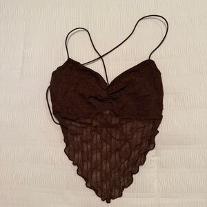 Brown Backless Strappy Top